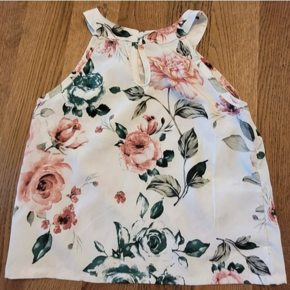 Floral Print Halter Neck Top + A-line Skirt Set